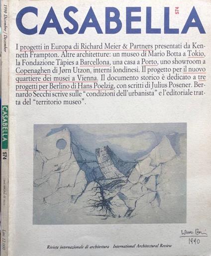 Casabella anno LIV, n 574, dicembre 1990 - Vittorio Gregotti - copertina
