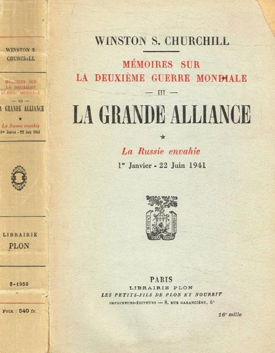 Mémoires sur la deuxième guerre mondiale III. La Grande Alliance - Winston Churchill - copertina