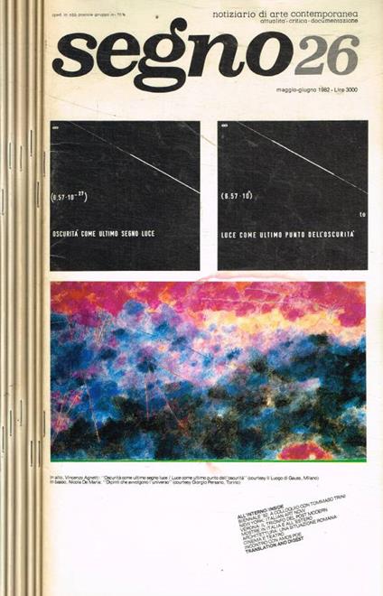 Segno. Notiziario di arte contemporanea, attualità critica documentazione, n.26,27,28,29, 30, 31, anno 1982/83 - copertina