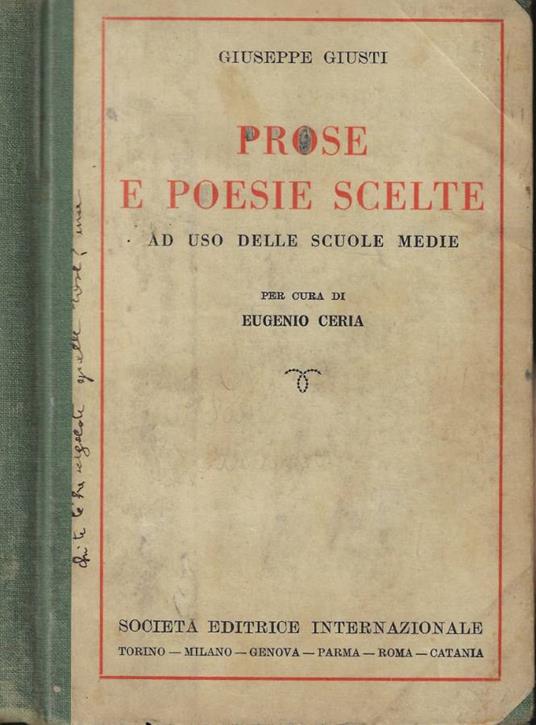 Prose e poesie scelte - Giuseppe Giusti - copertina