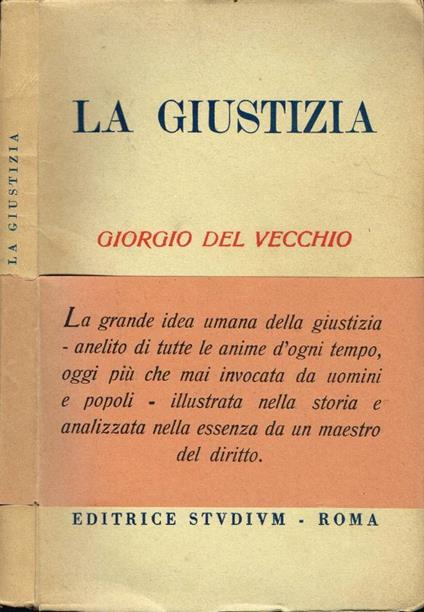 La giustizia - Giorgio Del Vecchio - copertina