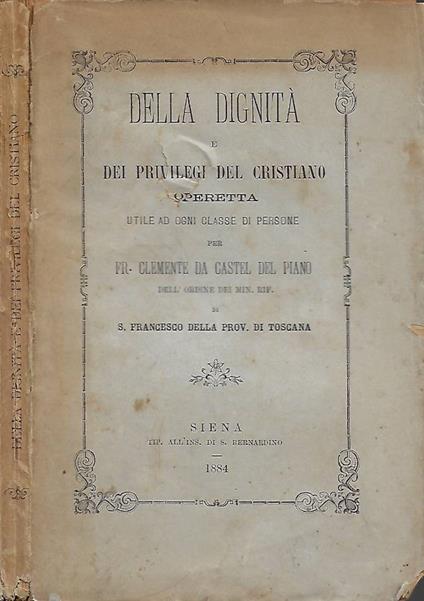 Della dignità e dei privilegi del cristiano - copertina