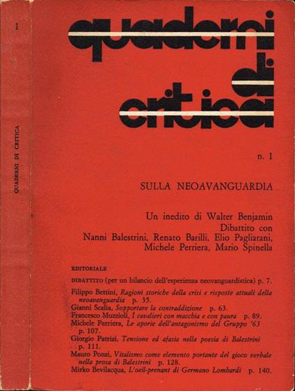 Quaderni di critica - copertina