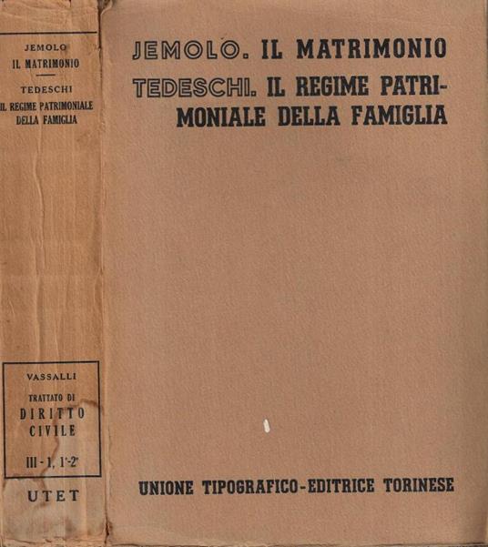 Il matrimonio - Il regime patrimoniale della famiglia - copertina