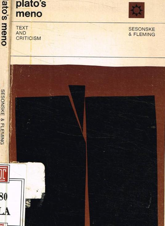 Plato's Meno: text and criticism - copertina