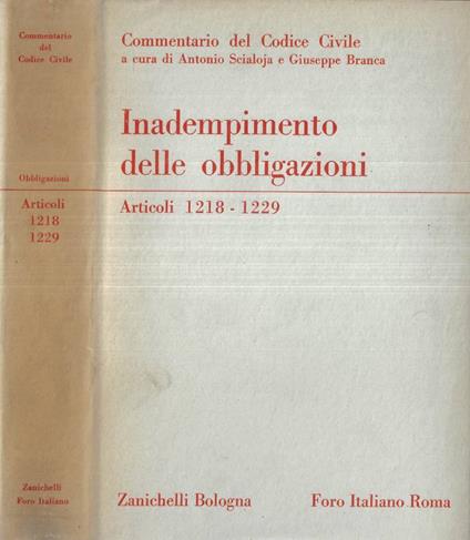 Inadempimento delle obbligazioni Articoli 1218 - 1229 - C. Massimo Bianca - copertina