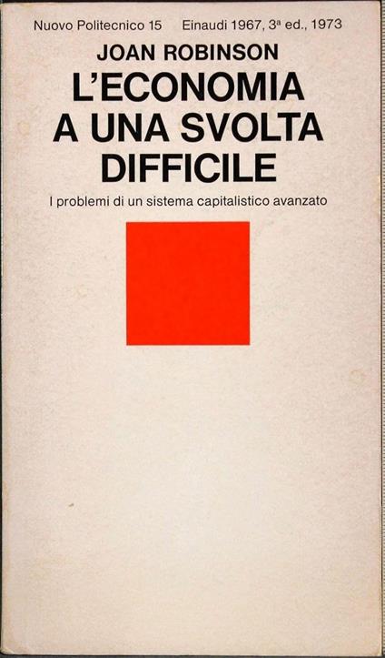 L' economia a una svolta difficile - Joan Robinson - copertina
