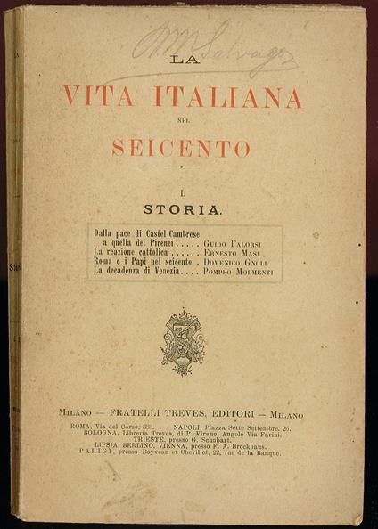vita italiana nel seicento - Autori Vari - copertina