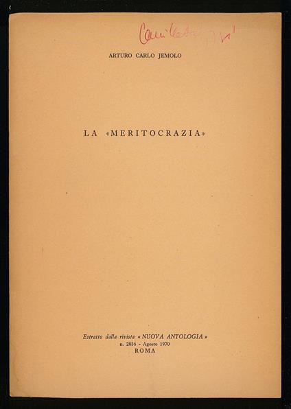Meritocrazia - Arturo Carlo Jemolo - copertina