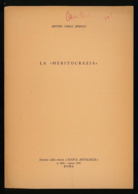 Meritocrazia - Arturo Carlo Jemolo - copertina