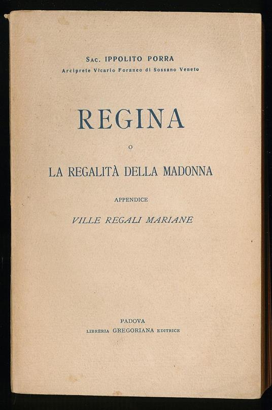 Regina o regalità della Madonna - copertina