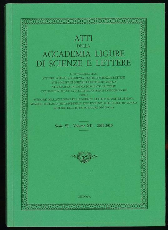 Atti della accademia ligure di scienze e lettere - Autori Vari - copertina
