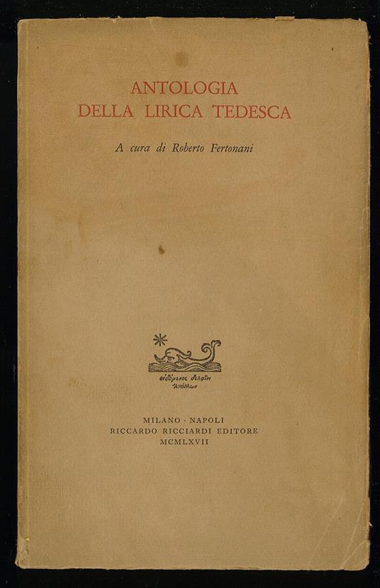 Antologia della lirica tedesca - Roberto Fertonani - copertina