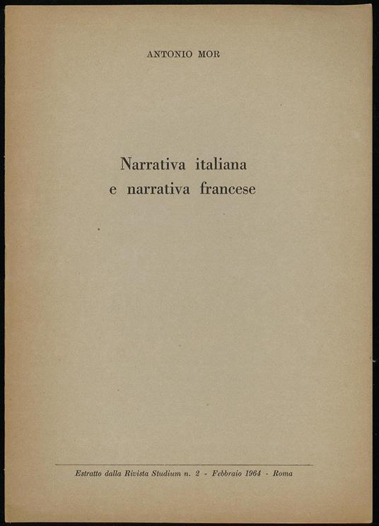 Narrativa italiana e narrativa francese - Antonio Mor - copertina
