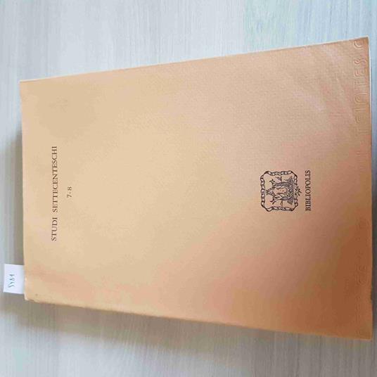 STUDI SETTECENTESCHI 7 8 hume samuel clarke riccati verri BIBLIOPOLIS 1986 - copertina