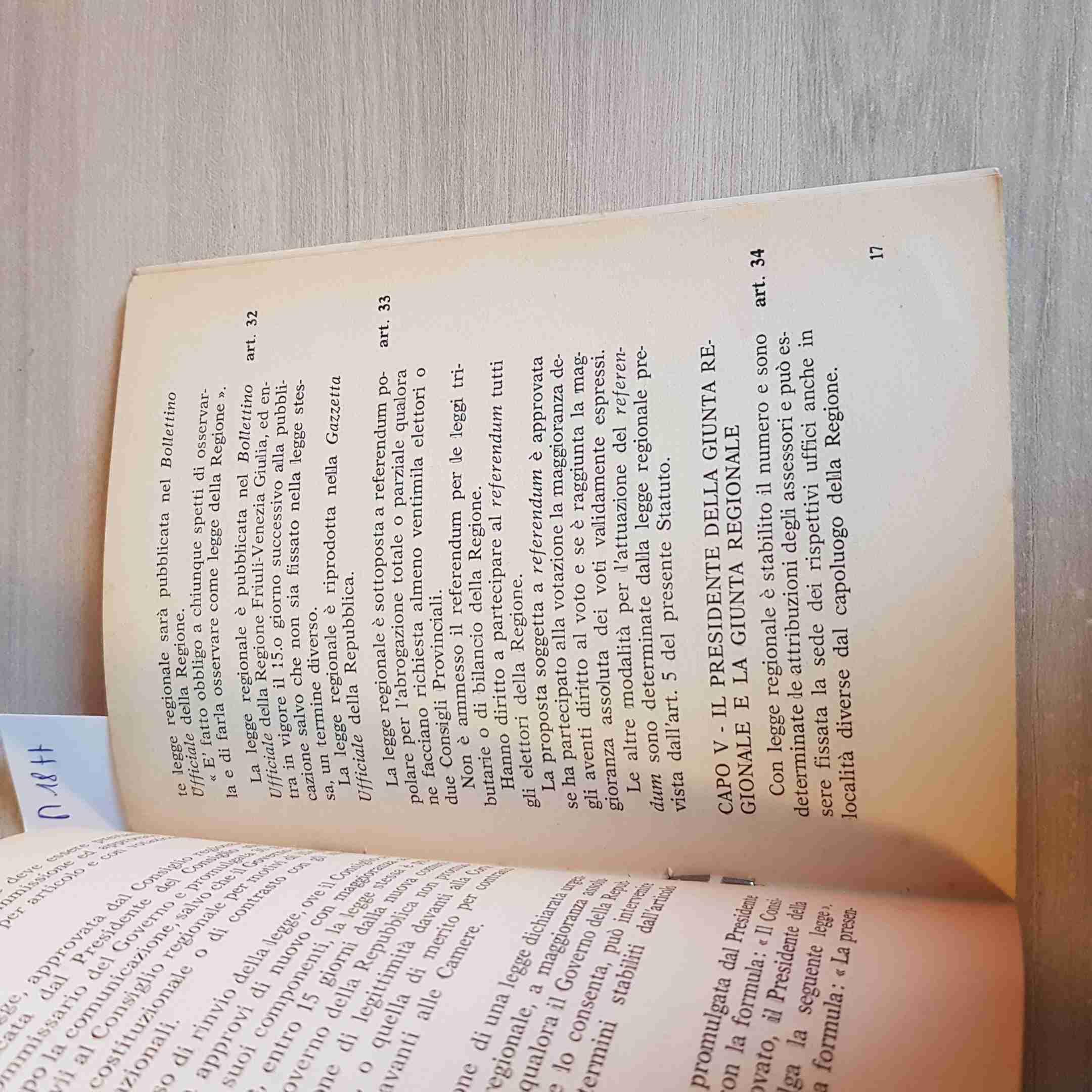 Statuto Speciale Della Regione Friuli Venezia Giulia - 1963