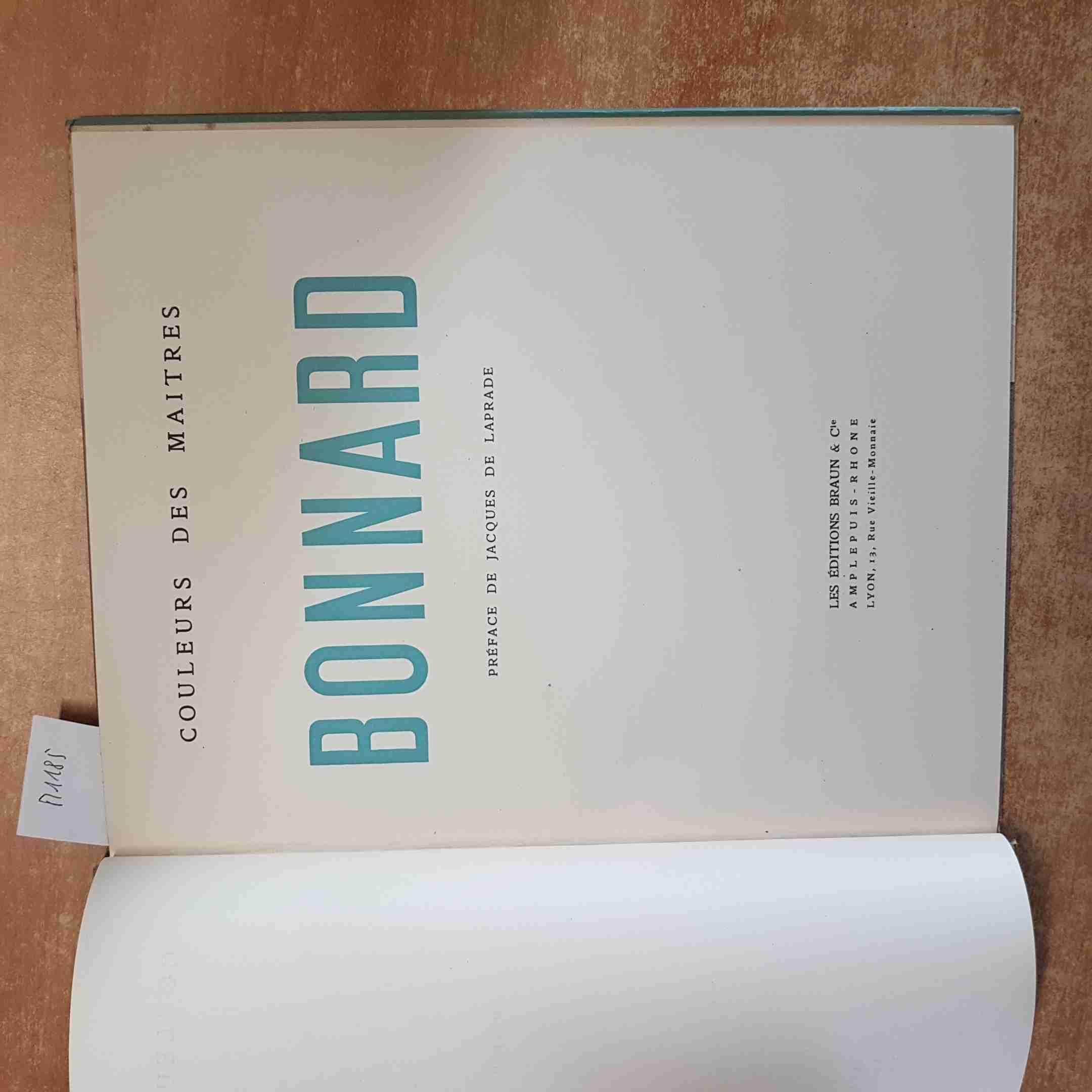 COULEURS DES MAITRES BONNARD Jacques De Laprade - LES EDITIONS BRAUN 1944