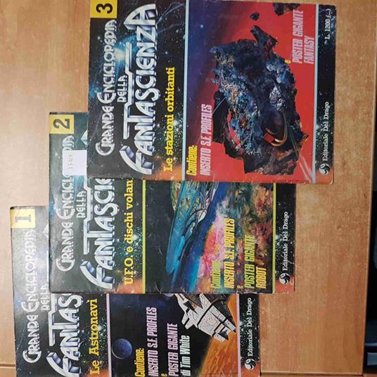 lotto 3 numeri GRANDE ENCICLOPEDIA DELLA FANTASCIENZA 1980 editoriale del drago - copertina