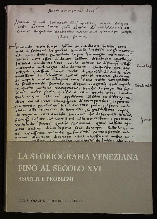 storiografia veneziana fino al secolo XVI. Aspetti e problemi - copertina