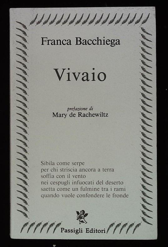 Vivaio. Con dedica autografa dell'autrice - Franca Bacchiega - copertina