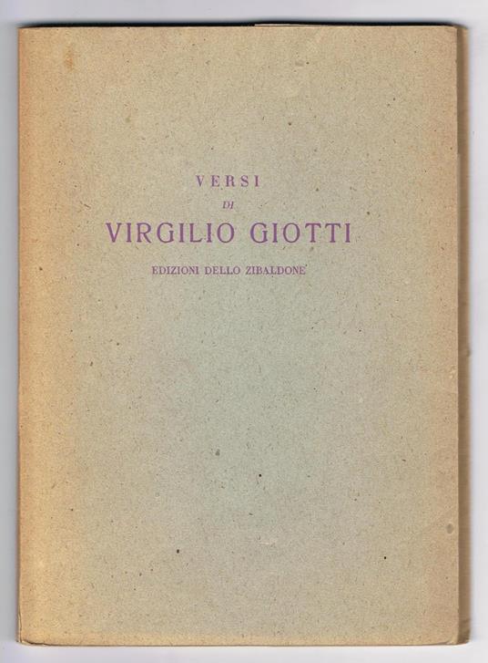 Versi - Virgilio Giotti - copertina