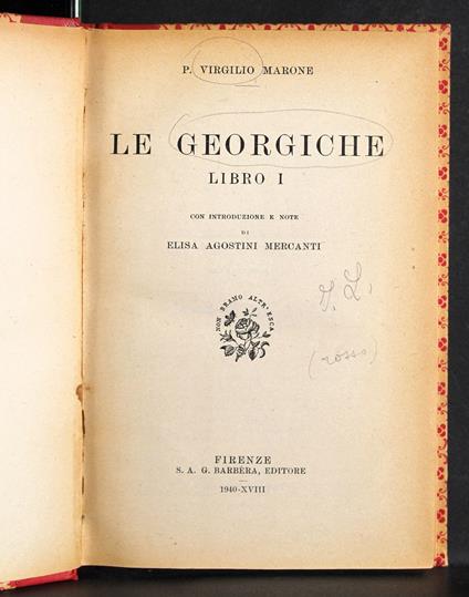 Le Georgiche. Libro I - Virgilio Marrone - copertina