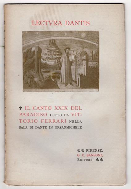 Lectura Dantis. Il canto XXIX del Paradiso - Vittorio Ferrari - copertina