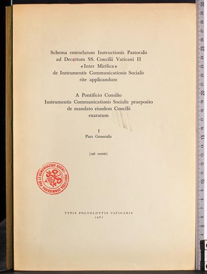 Schema emendatum Instructionis Pastoralis decretum - copertina