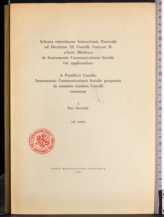 Schema emendatum Instructionis Pastoralis decretum - copertina