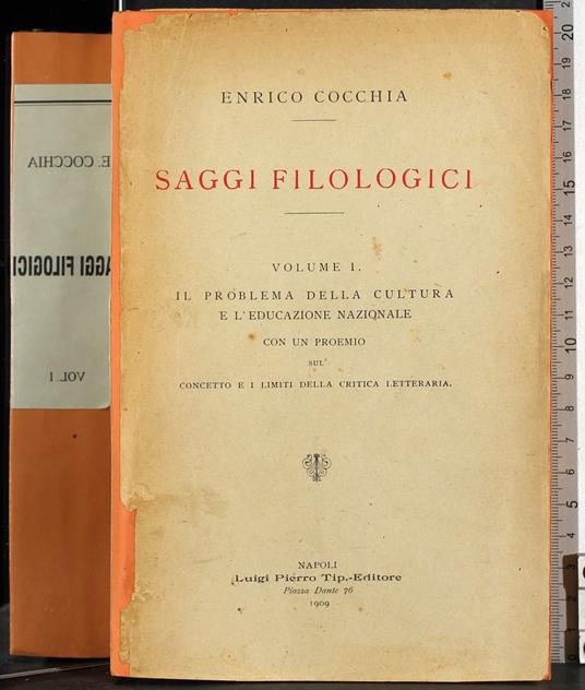 Saggi filologici. Vol 1 - Enrico Cocchia - copertina