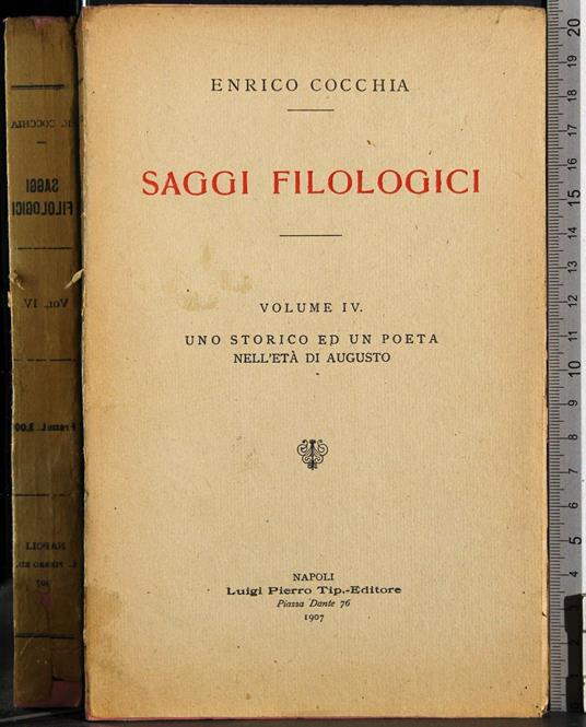 Saggi filologici. Vol IV - Enrico Cocchia - copertina
