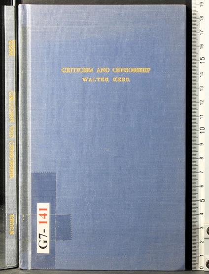 Criticism and censorship - Walter Kerr - copertina