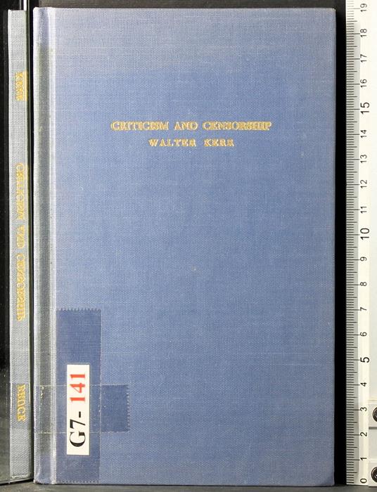 Criticism and censorship - Walter Kerr - copertina