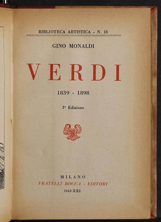 Verdi 1839-1898 - Gino Monaldi - copertina