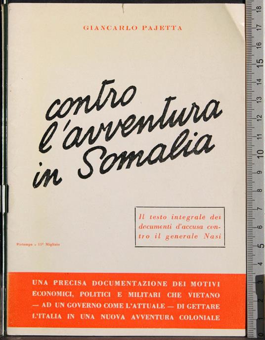 Contro l'avventura in Somalia. Discorso alla CD - Giancarlo Pajetta - copertina