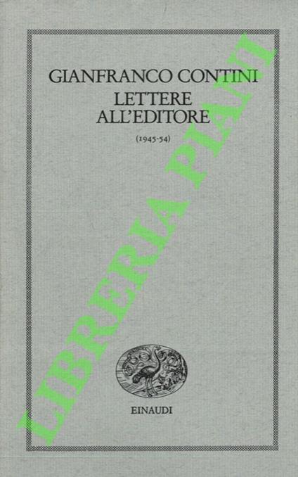 Lettere all'editore (1945-54) - Gianfranco Contini - copertina