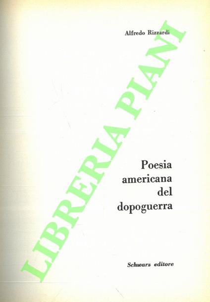 Poesia americana del dopoguerra - Alfredo Rizzardi - copertina