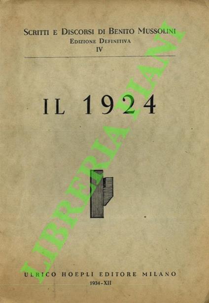 Il 1924 - Benito Mussolini - copertina