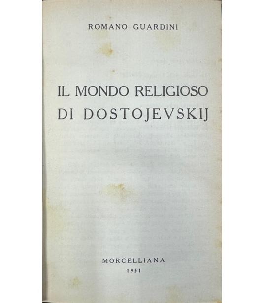 Il mondo religioso di Dostojeskij - Romano Guardini - copertina