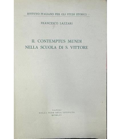 Il contempus Mundi nella scuola di S. Vittore - Francesco Lazzari - copertina