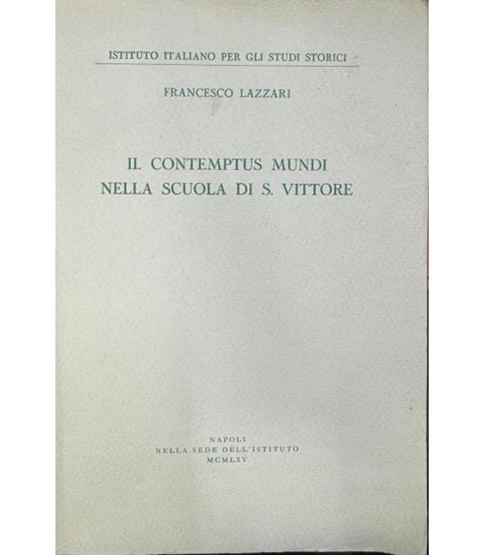 Il contempus Mundi nella scuola di S. Vittore - Francesco Lazzari - copertina