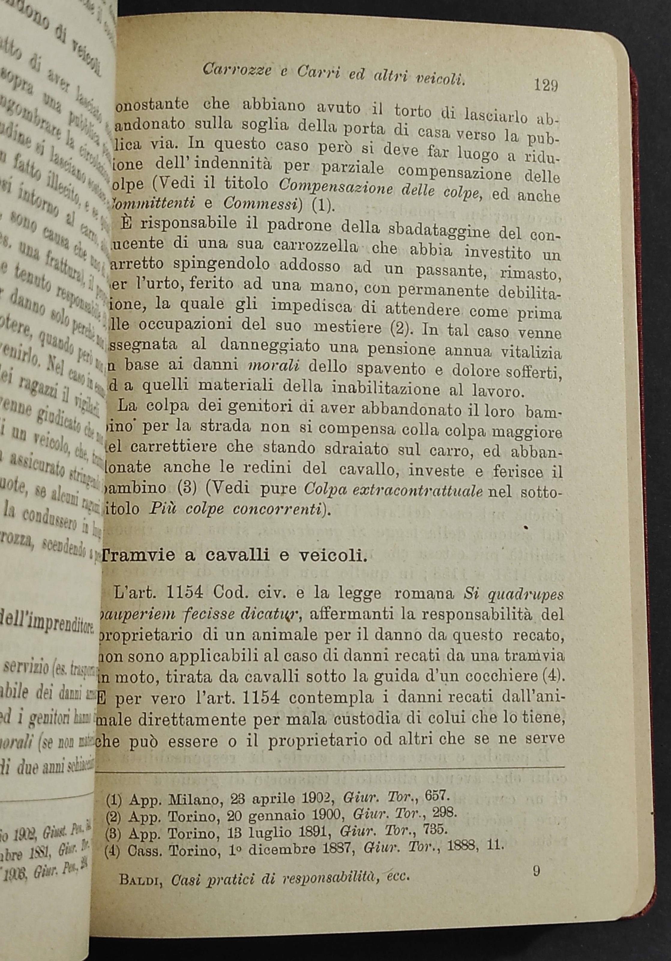 Responsabilità Civile e Risarcimento di Danni - C. Baldi - Ed. Bocca - 1908