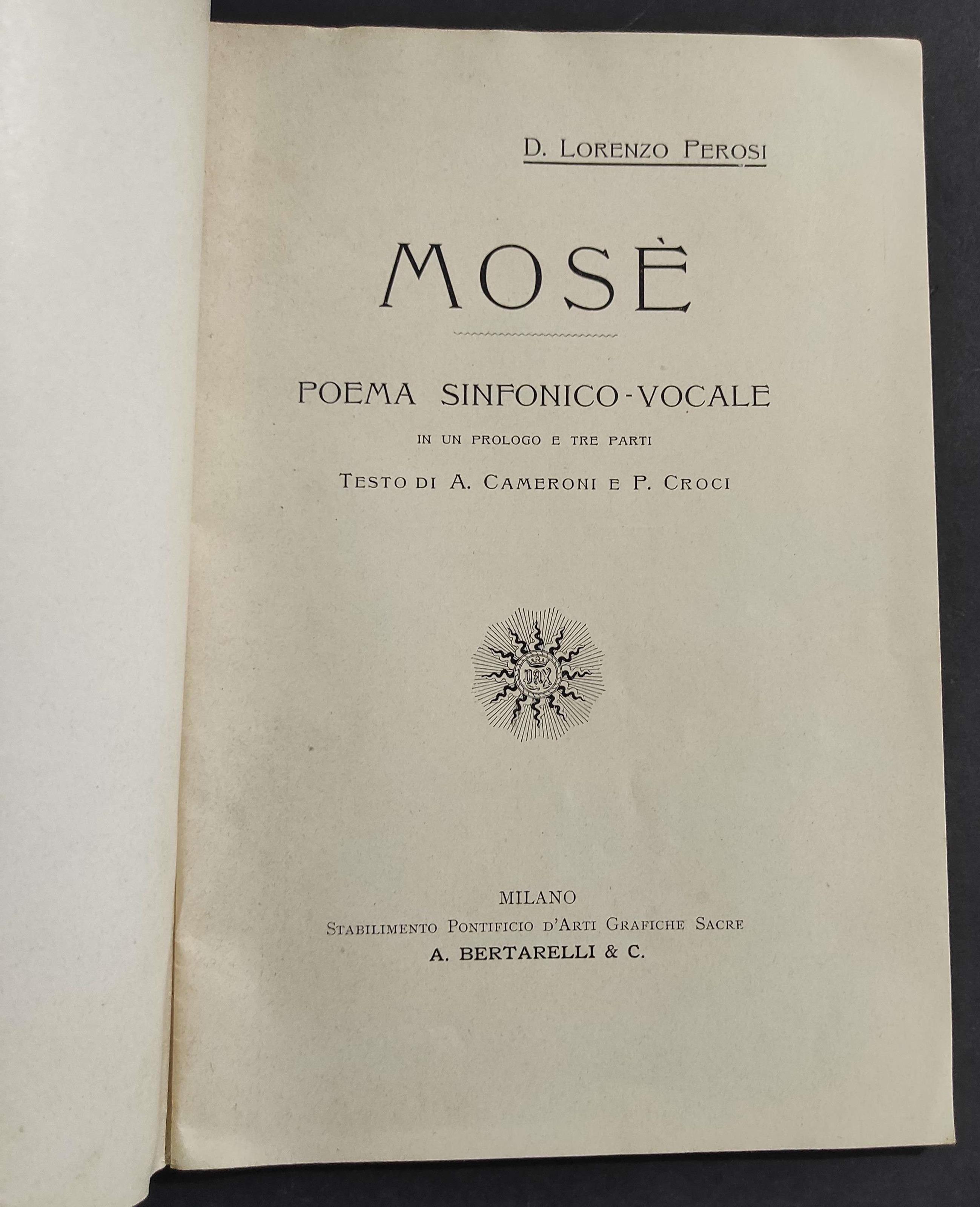 Mosè - Poema Sinfonico-Vocale - D. L. Perosi - Ed. Bertarelli - 1901