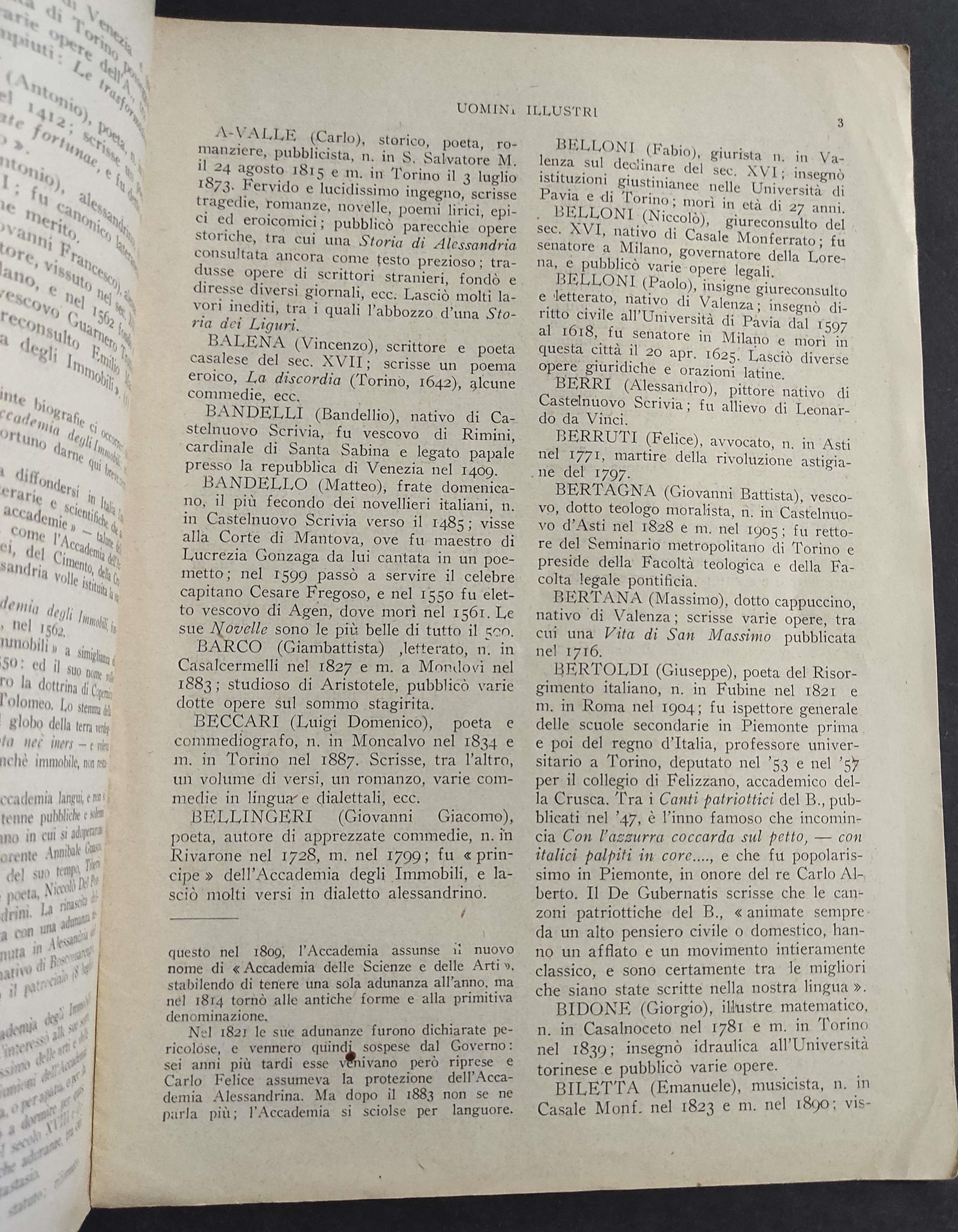Uomini Illustri Nativi della Provincia di Alessandria  - R. Scaglia - 1925