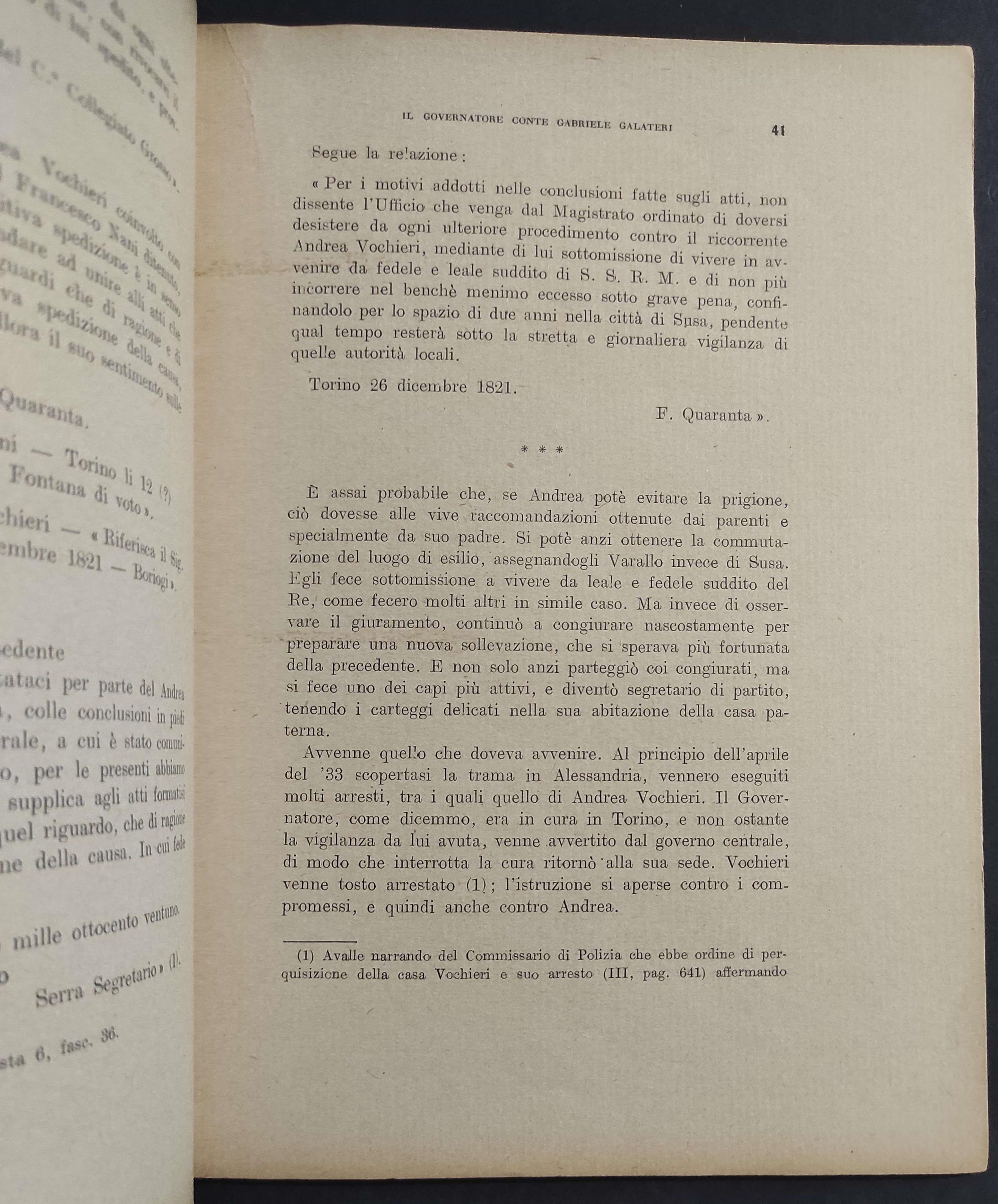 Il Conte Gabriele Galateri Governatore di Alessandria - Notizie - F. Gasparolo - 1929