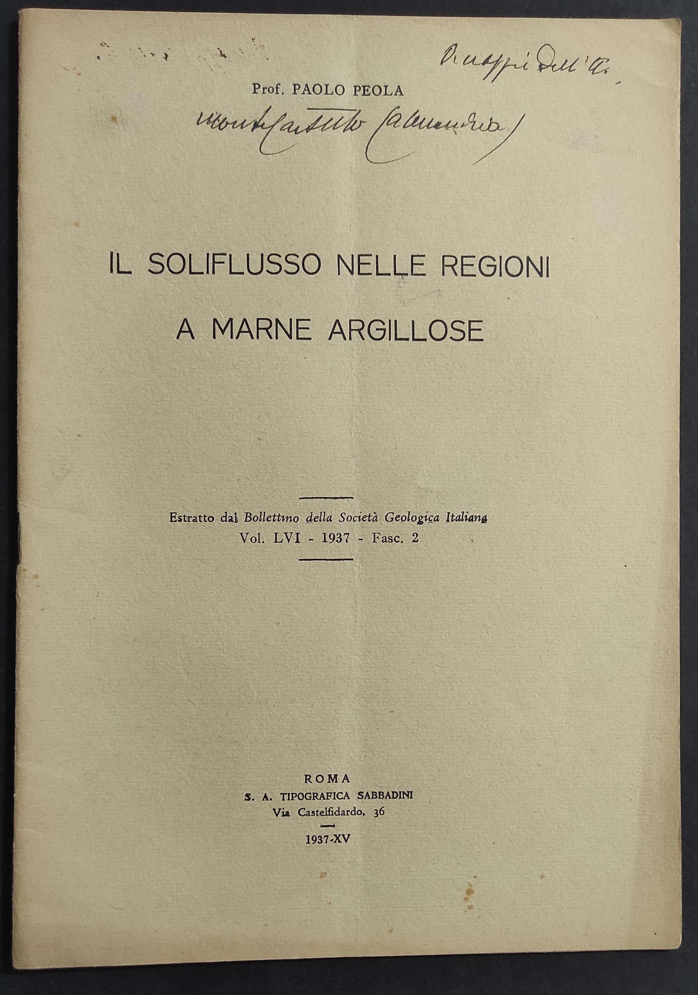 Il Soliflusso nelle Regioni a Marne Argillose - P. Peola - 1937