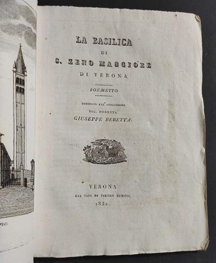 Basilica di S. Zeno Maggiore di Verona - Poemetto - 1832 - copertina