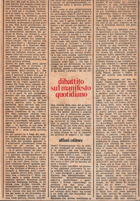 Dibattito sul manifesto quotidiano - copertina