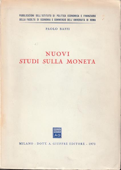Nuovi studi sulla moneta - Paolo Baffi - copertina