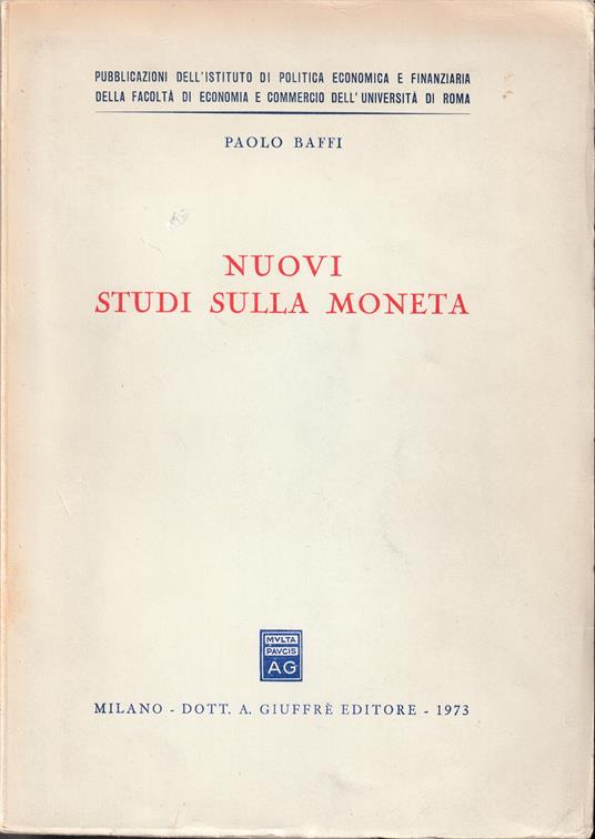 Nuovi studi sulla moneta - Paolo Baffi - copertina